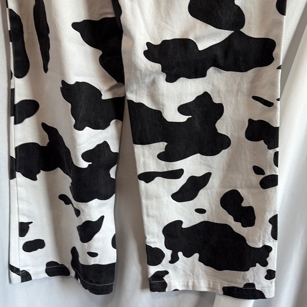 SHEIN Monochrome Cow Pattern Wide Leg Pants XS138 - Picture 8 of 10
